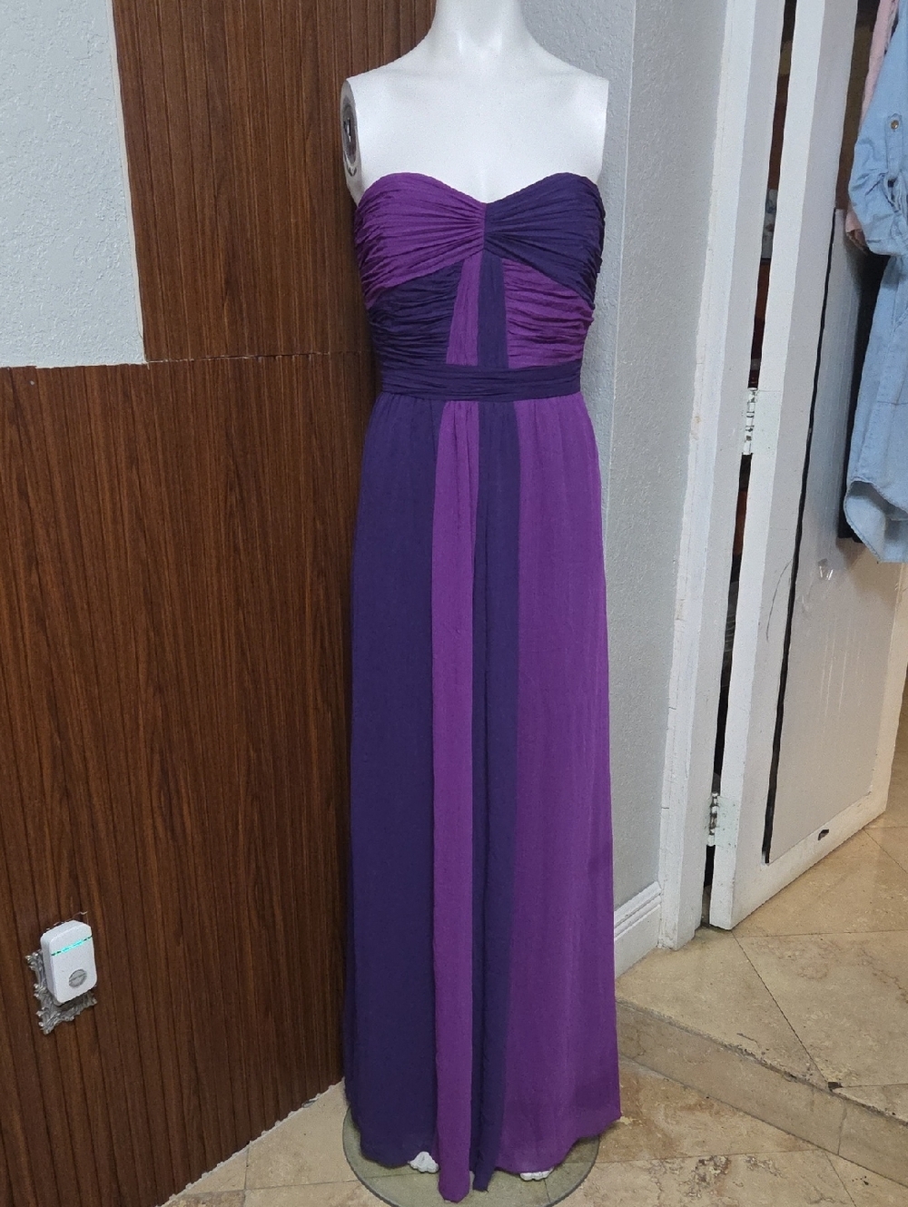 Purple Strapless Ruched Bodice Maxi Dress P2p 36 In [1200]
